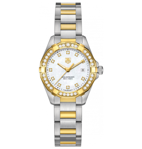 TAG Heuer Aquaracer 300M Quartz 27 Stainless Steel / Yellow Gold / Diamond / MOP - Diamond / Bracelet